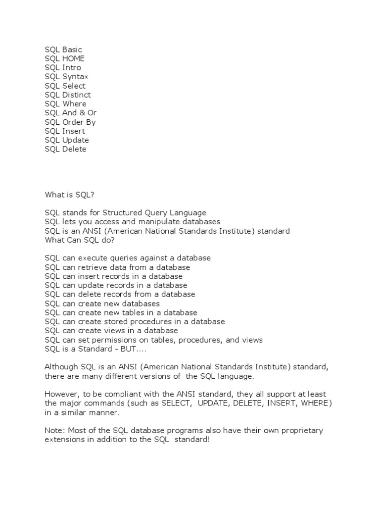 SQL Basics | PDF