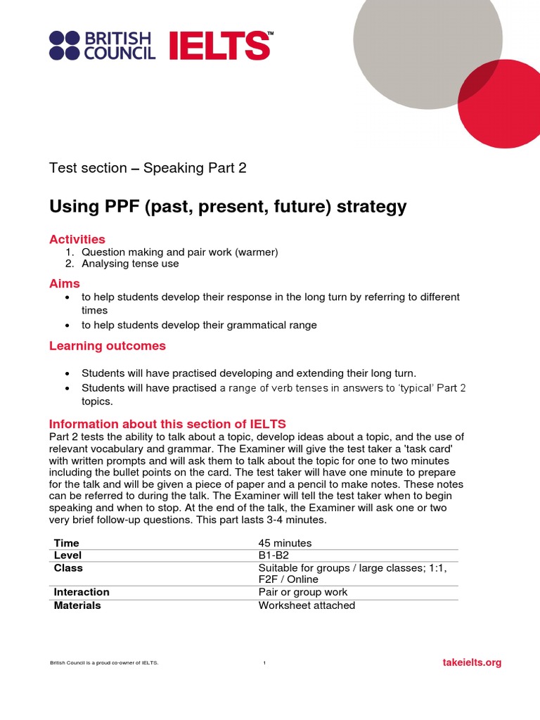 IELTS Speaking Part 2: PPF Strategy Guide | PDF | Test (Assessment ...