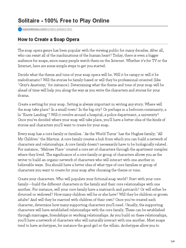How to Write a Soap Opera | PDF | Soap Opera