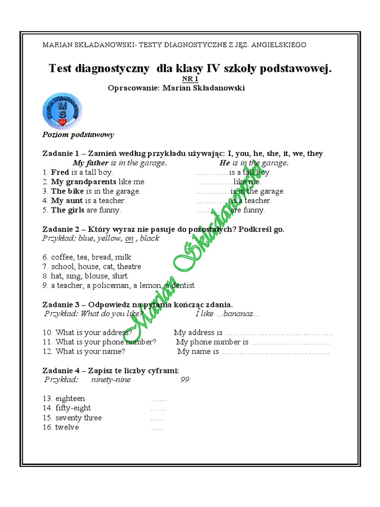 Test Diagnostyczny Z Języka Polskiego Klasa 7 Pdf