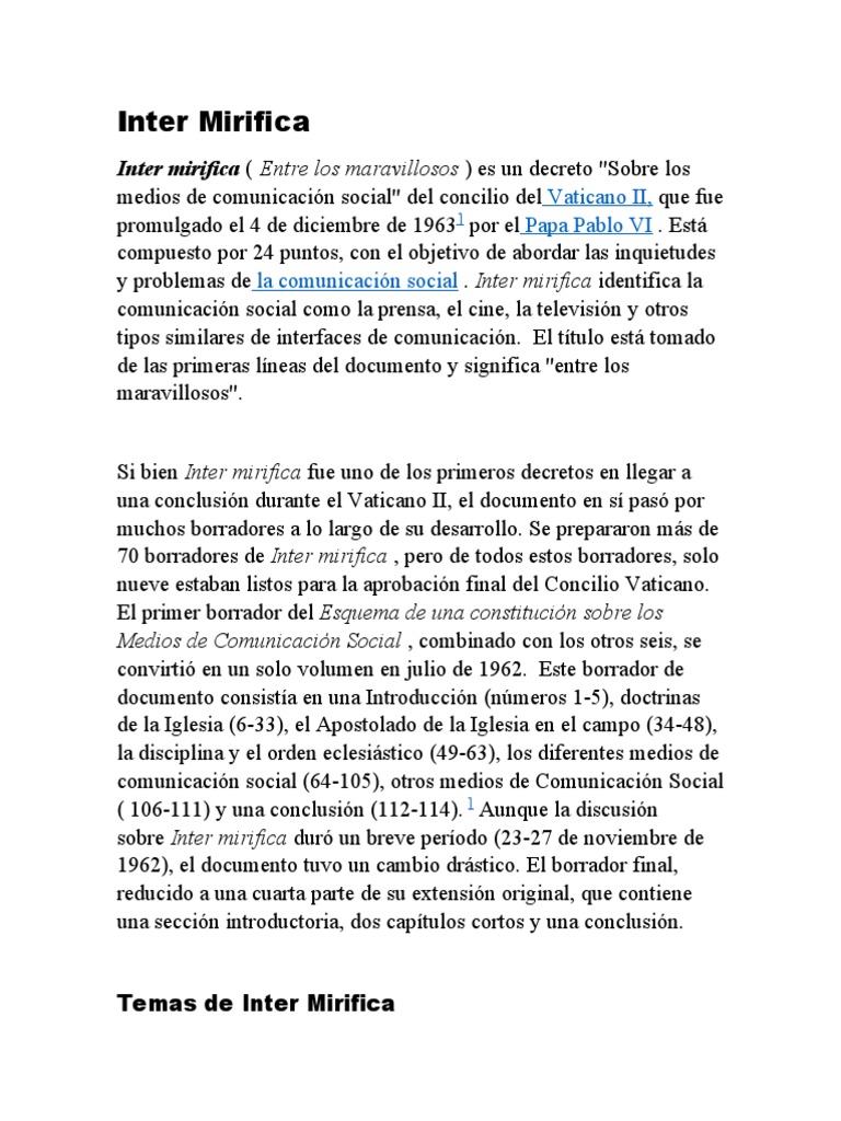 Inter Mirifica: Comunicación y Responsabilidad | PDF | Concilio Vaticano II