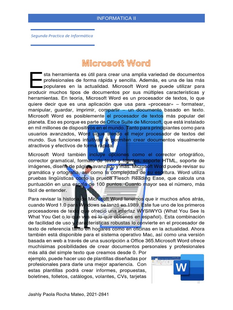 Practica, Informatica II | PDF | Microsoft Word | Procesador de textos