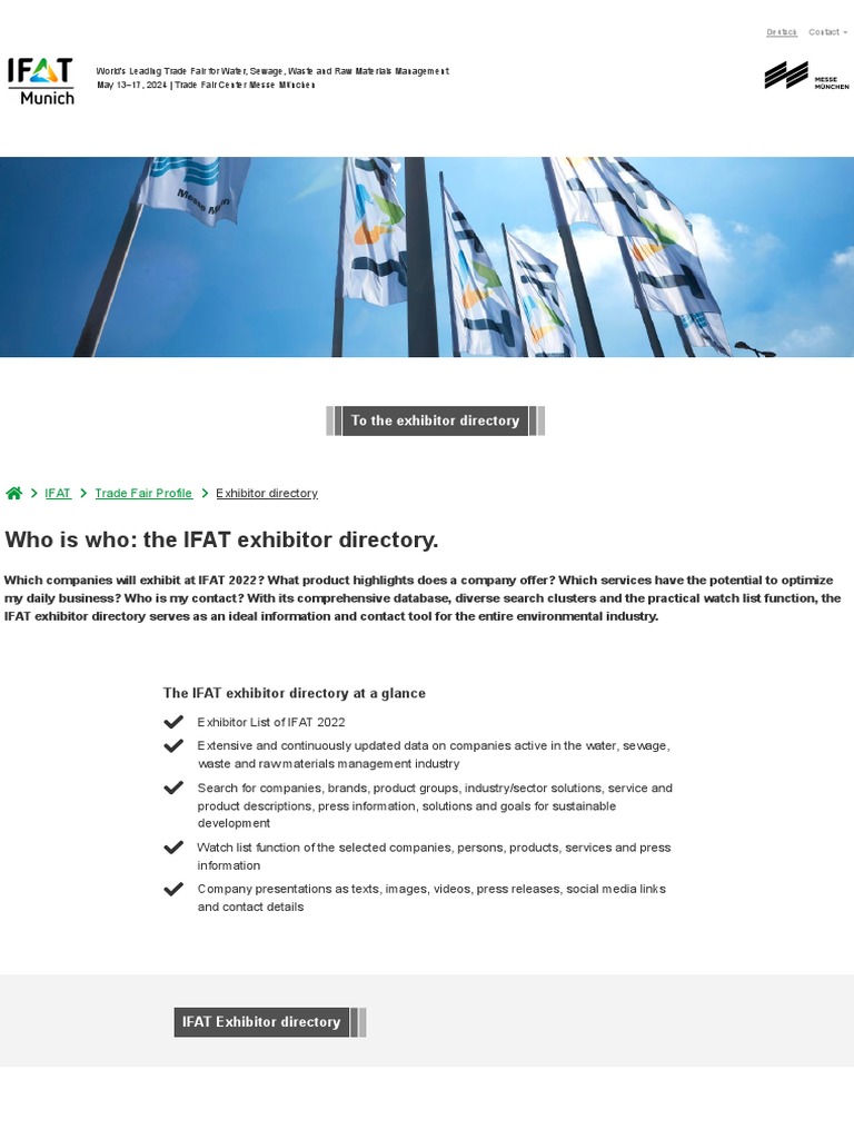Who Is Who The IFAT Exhibitor Directory PDF Sustainability