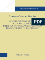 Bartóki-Gönczy Balázs: Az Online Közvetítő Szolgáltatók Mint Az Információhoz Való Hozzáférés Új Kapuőrei