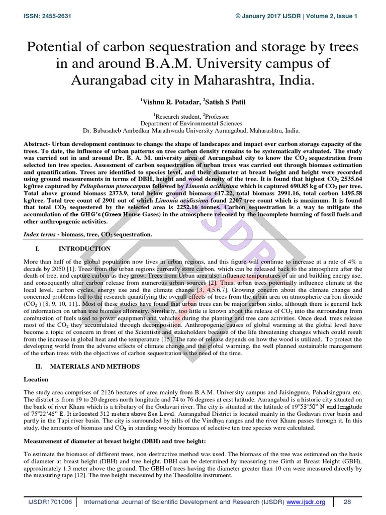 Potential of Carbon Sequestration and Storage by Trees | PDF | Climate ...