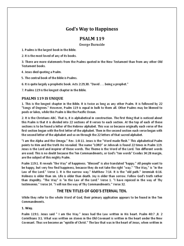 Psalm 119: The Path to Happiness | PDF | Ten Commandments | Chapters And  Verses Of The Bible