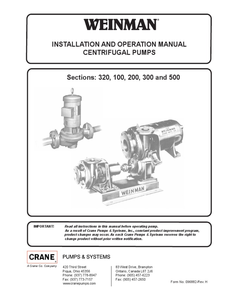 Installation and Operation Manual Centrifugal Pumps | PDF | Pump | Valve