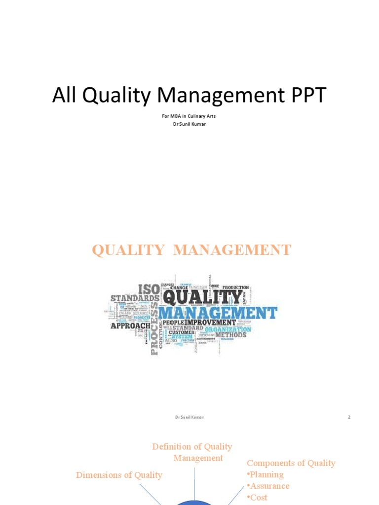 Quality Management in Culinary Arts MBA | PDF | Leadership | Quality ...