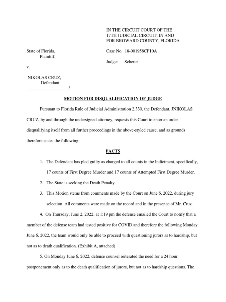 Motion For Disqualification of Judge | PDF | Jury Selection | Trials