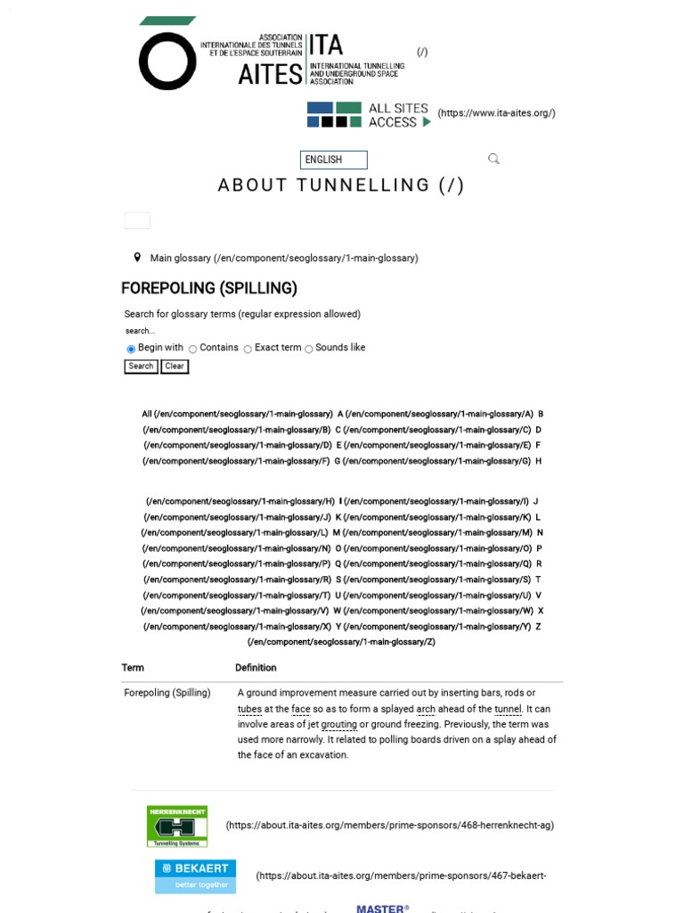 Forepoling (Spilling) - Main Glossary - About Tunnelling - ITA-AITES ...