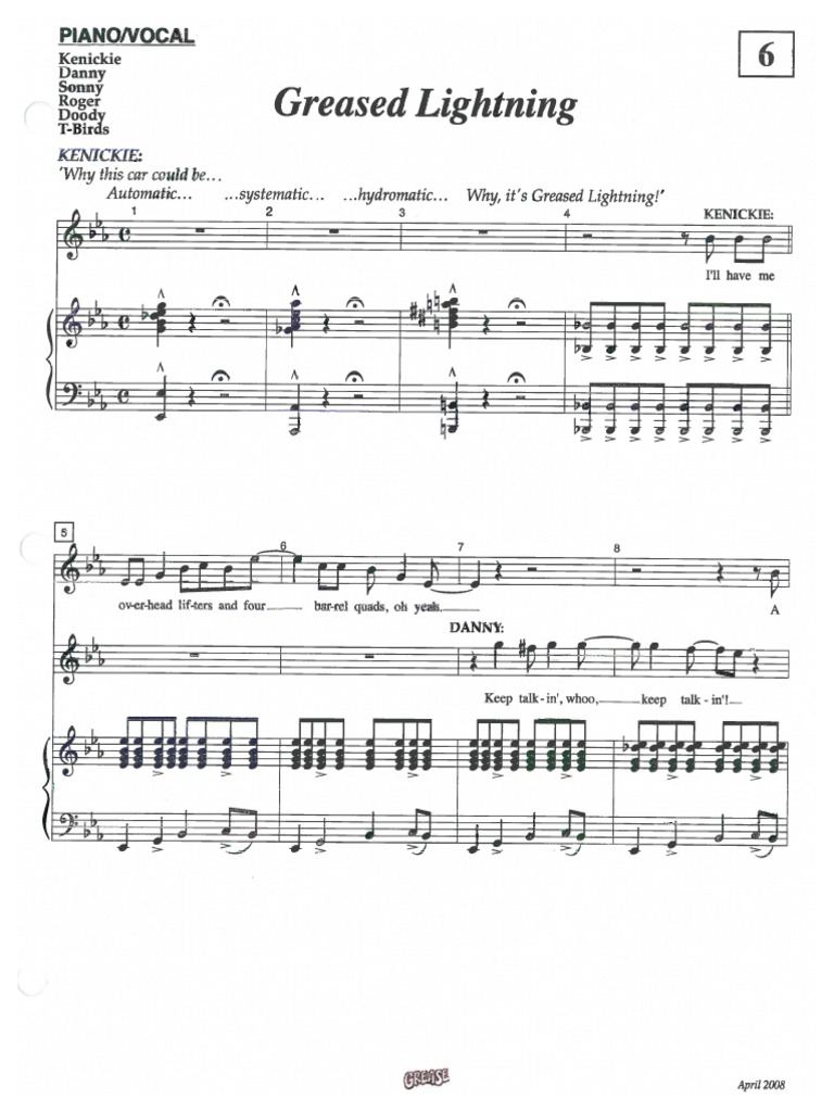 Greased Lightning 2007 Broadway PDF