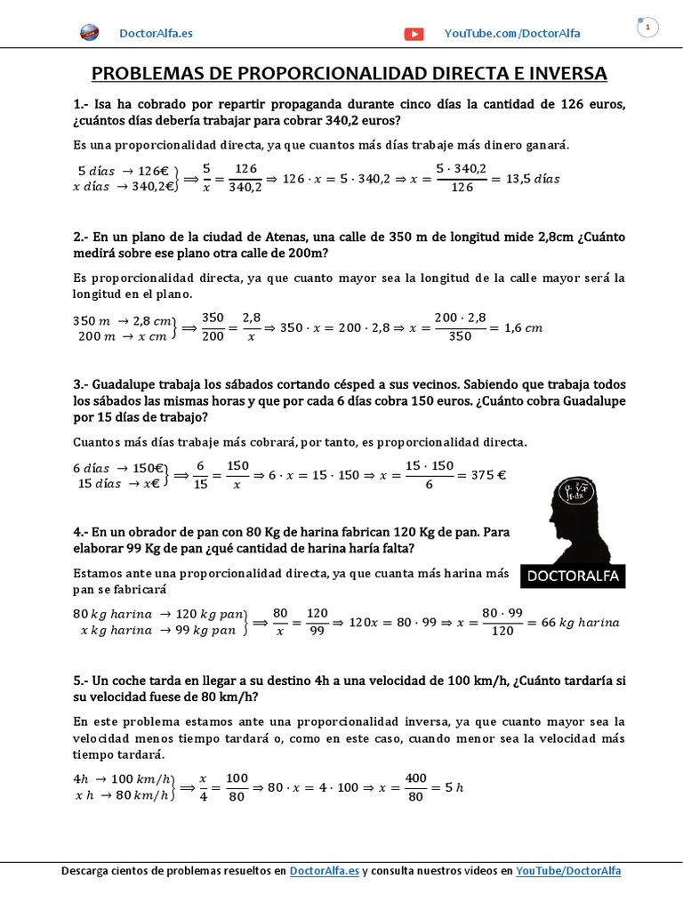 Proporcionalidad Inversa Ejemplos Resueltos De Sexto De