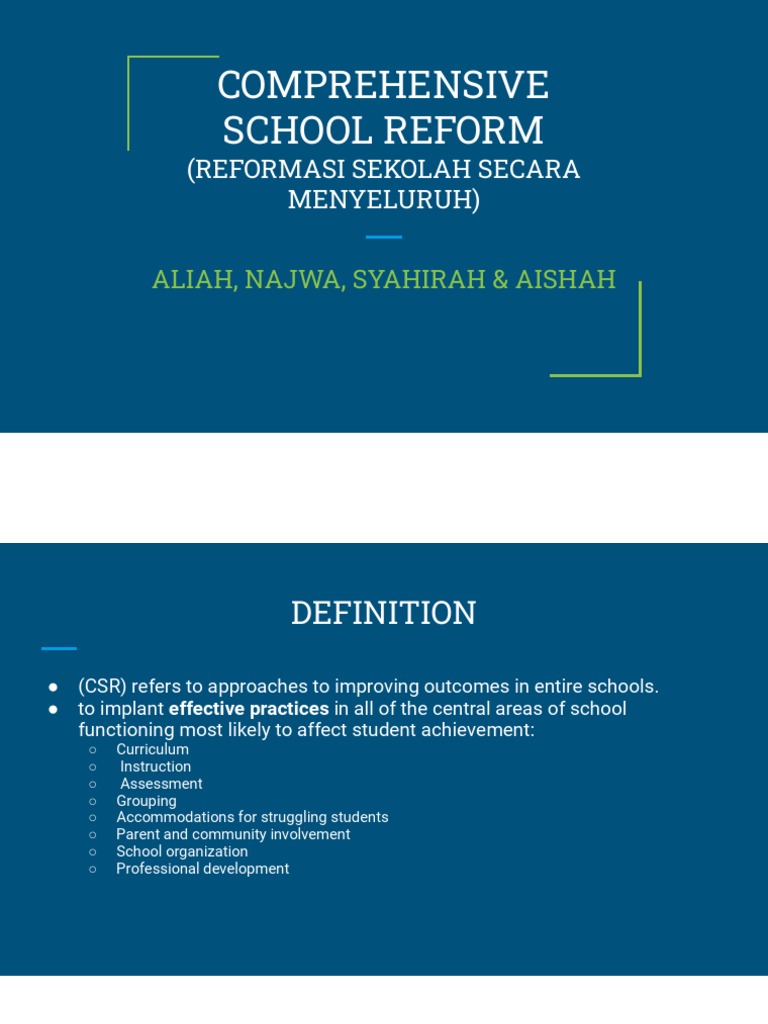 Comprehensive School Reform Overview | PDF | Self-Improvement | Wellness