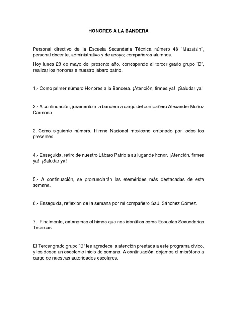 HONORES A LA BANDERA PDF