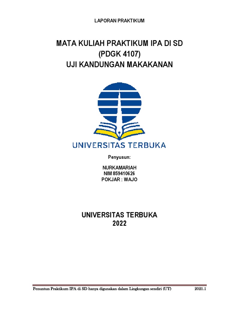Laporan Praktikum Uji Kandungan Makanan Pdf