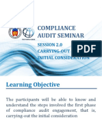 Compliance Audit Seminar: Session 2.0 Carrying-Out Initial Consideration