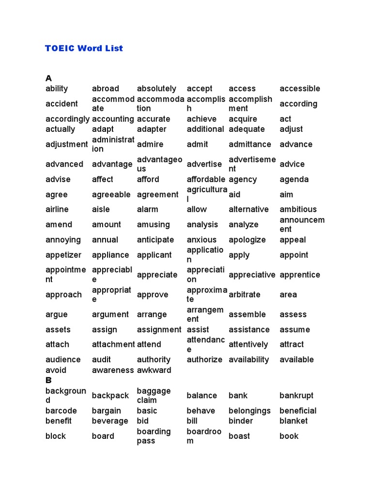 Toeic word list pdf employment economies