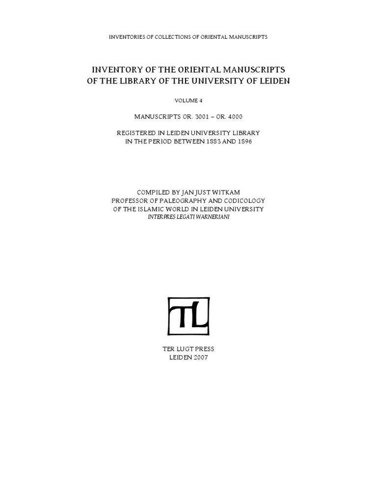 Witkam Oriental Manuscripts in Leiden Vol. 4 | PDF | Grammar