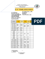 Daily Time Record: Place of Agency: Santiago