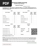 Sample University Marksheet Format | PDF