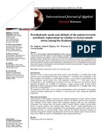 Prosthodontic Needs and Attitude of The Patient Towards Prosthetic Replacement in Relation To Socioeconomic Status Among The Kashmiri Population