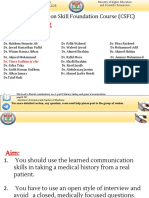 History Taking: Consultation Skill Foundation Course (CSFC) Week One, Lec. 2