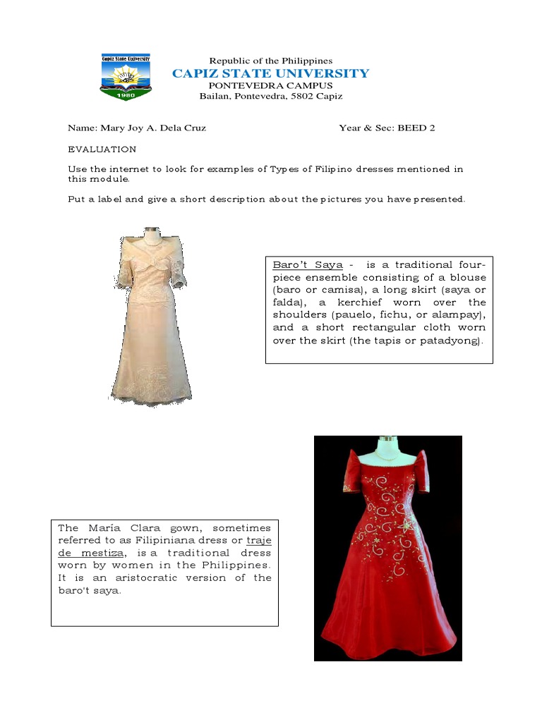 Filipino Dresses for Graduation | PDF