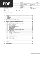 D10-0015669 - Technical Requirements For Power Transformers