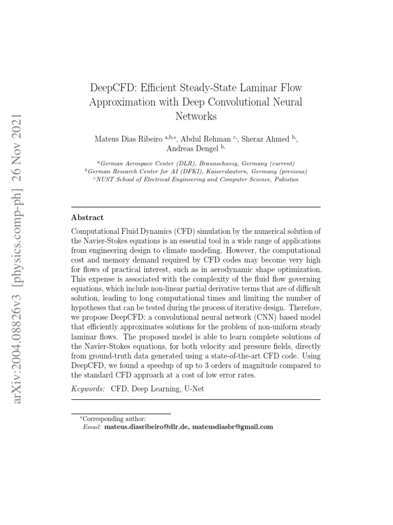 Deepcfd Efficient Steady State Laminar Flow Pdf Fluid Dynamics