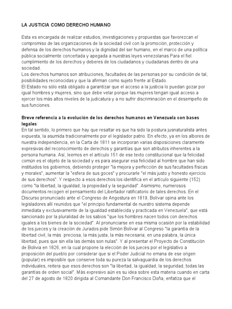 Justicia y Derechos Humanos en Venezuela | PDF | Derechos humanos ...