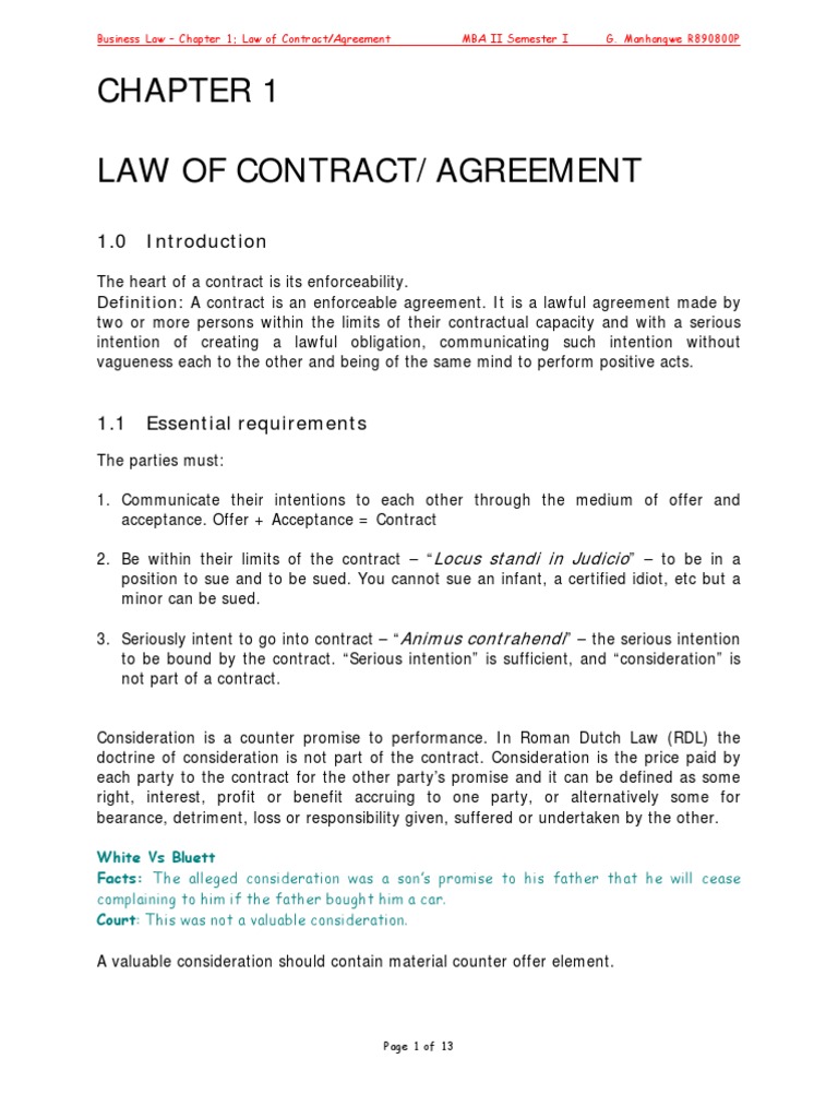 Essentials of Contract Law Explained | PDF | Offer And Acceptance ...