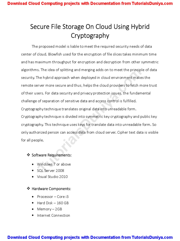 Secure File Storage On Cloud Using Hybrid Cryptography | PDF ...