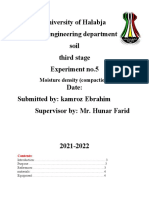 University of Halabja Civil Engineering Department Soil Third Stage Experiment No.5 Date: Submitted By: Kamroz Ebrahim Supervisor By: Mr. Hunar Farid