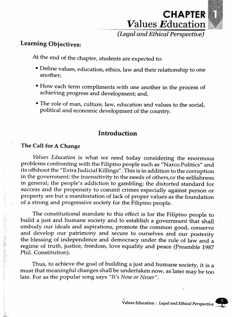 Values Education - Chapter 1 | PDF
