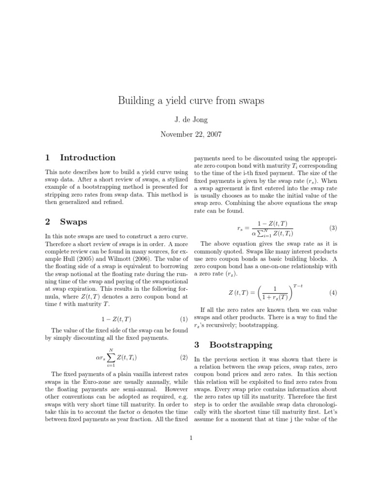 Stripping Yield Curves from Swap Data Through Bootstrapping and