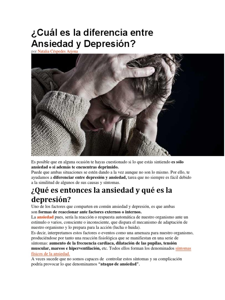 Cuál Es La Diferencia Entre Ansiedad y Depresión | PDF | Ansiedad ...