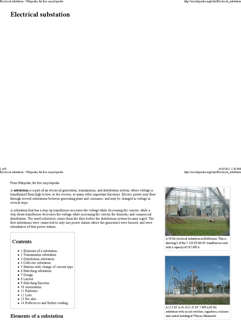 Electrical Substation - Wik.. | PDF | Electrical Substation | Electric ...