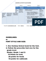 Learning Activity Plan Matrix: Learning Area: Music Grade: 4 Quarter: 1 Week: 7