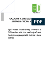 HOMOLOGACIÓN DE ASIGNATURAS POR TRASLADO, SIMULTANEIDAD Y REFORMAS ACADÉMICAS