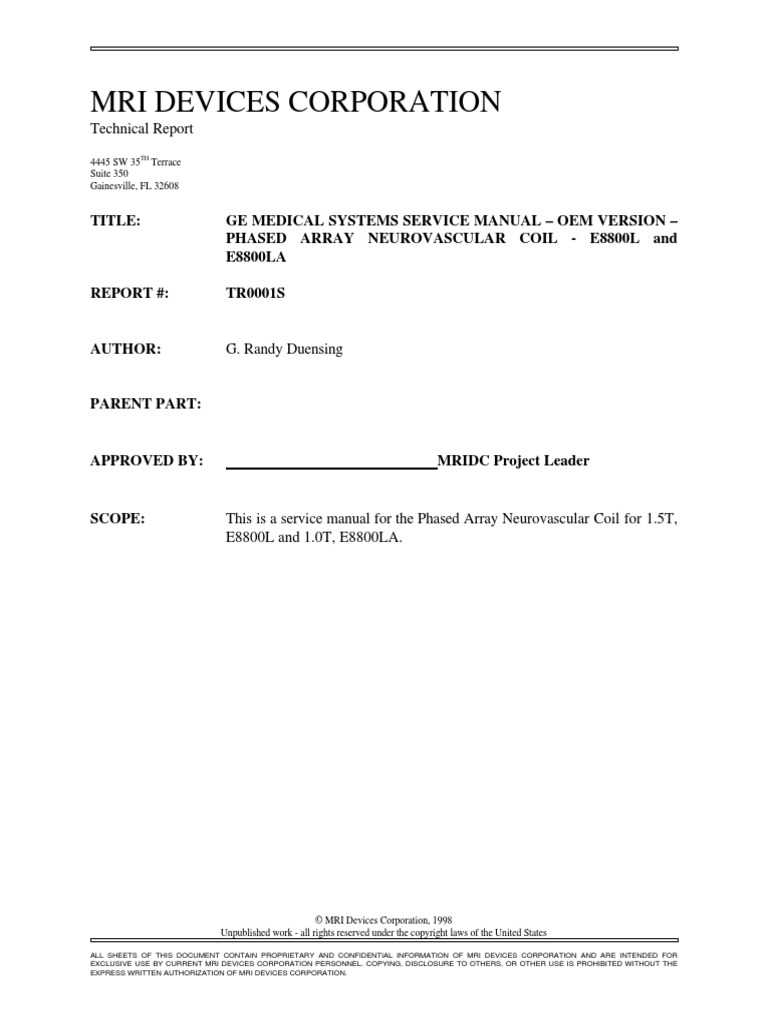 Mri Devices Corporation: Technical Report | PDF | Diode | Magnetic ...