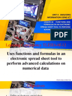 Lesson 10 FUNCTIONS AND FORMULAS IN AN E