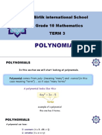 Birlik International School Grade 10 Mathematics Term 3: Polynomials
