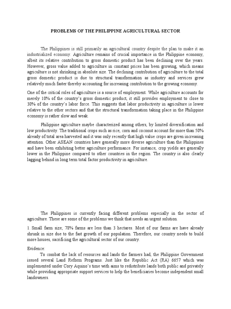 Challenges in Philippine Agriculture Sector | PDF | Agriculture ...