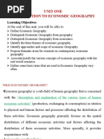 ECONOMIC GEOGRAPHY Chapter 1 and 2