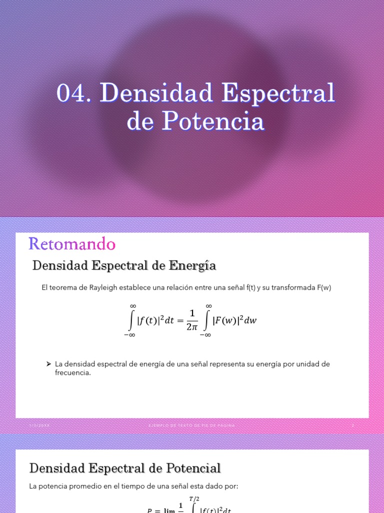 Densidad Espectral de Potencia y Energía | PDF