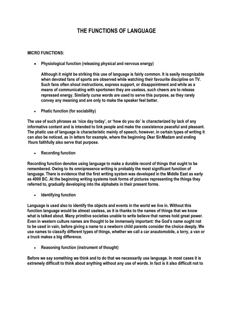 The Functions of Language