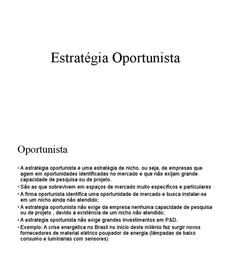 Estratégia Oportunista em Nichos de Mercado | PDF