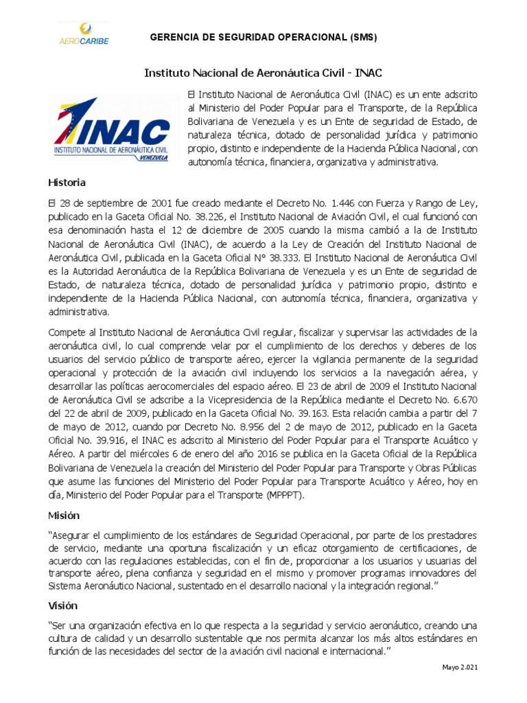 Instituto Nacional de Aeronáutica Civil INAC | PDF | Aviación