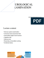 Neurological Exam: GCS, Higher Functions, Memory Tests