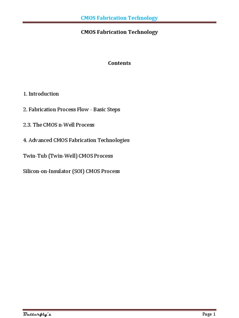 CMOS Fabrication Process Overview | PDF | Cmos | Mosfet